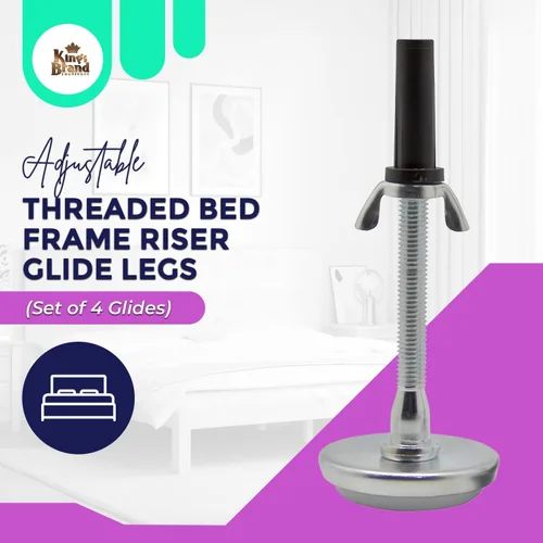 Vista 2 de Kings Brand Furniture Patas deslizantes ajustables para marco de cama roscado – Patas de cama para reemplazar ruedas – Reemplazo de patas de cama