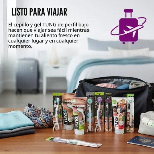 Vista 9 de Tung Kit de limpieza de lengua, cepillo y gel Tung, eliminador de olores para el mal aliento, defensa contra la halitosis, fabricado en Estados