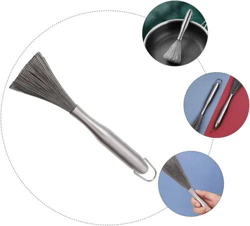 Vista 9 de Cepillo de limpieza de platos de acero inoxidable resistente para ollas y sartenes, cepillo de limpieza de cocina para lavavajillas, parrilla