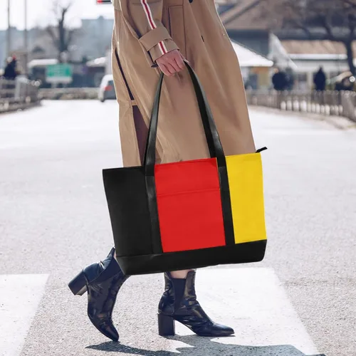 Vista 2 de Bolsas de trabajo de gran capacidad con la bandera de Alemania para mujeres con cremallera, monederos de trabajo para viajes, piscina, natación