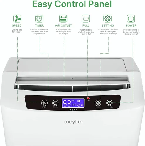 Vista 2 de [Usado] Waykar - Deshumidificador para espacios de 2000 pies cuadrados, para el hogar y sótanos, con drenaje automático y manual, con un tanque