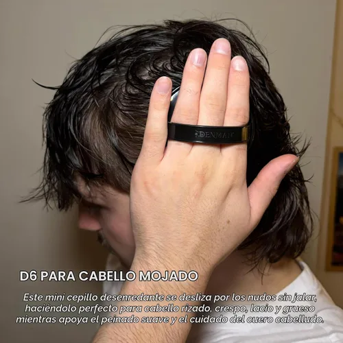 Vista 4 de Denman Cepillo desenredante para cabello rizado y masajeador de cuero cabelludo D6 - Cepillo alisador de cabello Negro