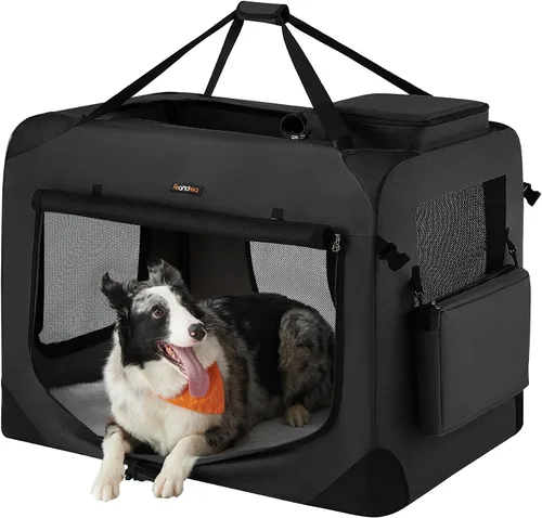 Vista 16 de Feandrea Collapsible Soft Dog Crate, Portable Travel Carrier, 24 Inches Negro