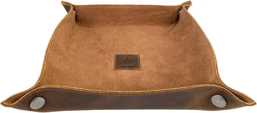 Vista 4 de Leather At Home, Catchall grande hecho a mano de cuero de grano completo, marrón bourbon