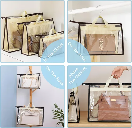 Vista 6 de CINPIUK Bolsas de almacenamiento transparentes para el armario, bolsa de almacenamiento colgante con cremallera para bolsos, XL, 2