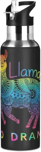 Vista 25 de ALAZA Botella de agua con diseño de flor de almendra con tapa de pajilla, botella térmica de acero inoxidable aislada al vacío, botella de agua