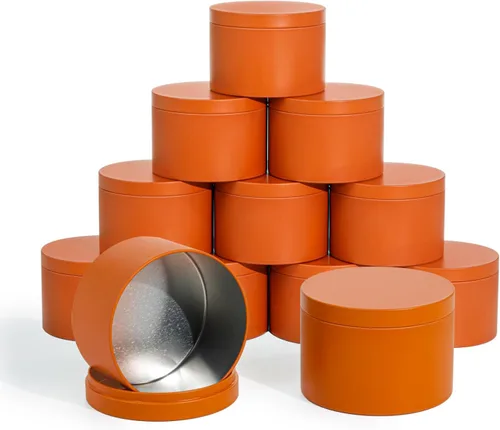 Vista 13 de Aroparc Latas para velas de 8 onzas con tapas, paquete de 24 tarros redondos de metal sin costuras, recipientes vacíos a granel para bricolaje Negro