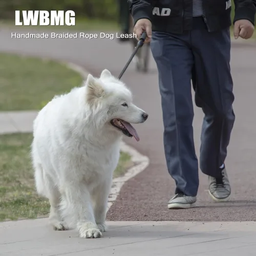 Vista 7 de LWBMG Correa de perro de 5 pies hecha a mano con cuerda de algodón trenzada para perros pequeños, medianos y grandes, color negro