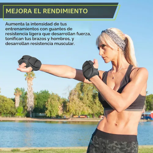 Vista 4 de ProsourceFit Guantes con peso, par de guantes muy resistentes de 2 lb. de neopreno para ejercicios de modelado y aeróbicos
