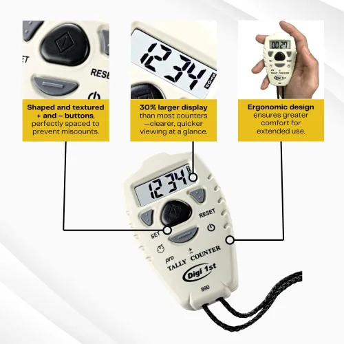Vista 4 de TC-890 Digital Tally Counter, contador de clicker electrónico hacia arriba hacia abajo, contador de agregar/restar personas, contador de tono
