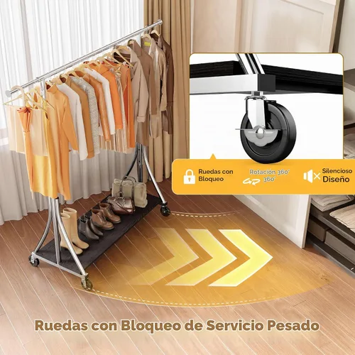 Vista 7 de HOKEEPER Perchero con estantes de madera, carga de 500 libras, altura