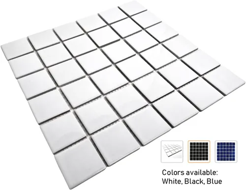Vista 4 de Tenedos - Mosaico cuadrado de porcelana blanca de 2 pulgadas (tamaño exacto de 1-15/16 pulgadas), aspecto brillante, diseñado en Italia (12 x 12)