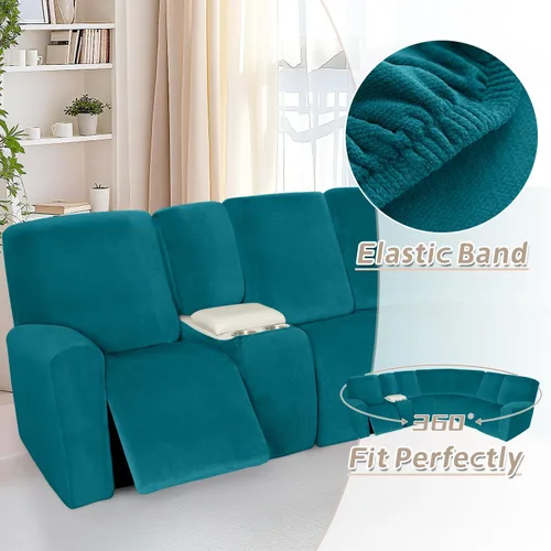 Vista 64 de Arfntevss Fundas de sofá seccional reclinable de terciopelo, Funda de sofá seccional de esquina para sofá reclinable, Funda elástica suave