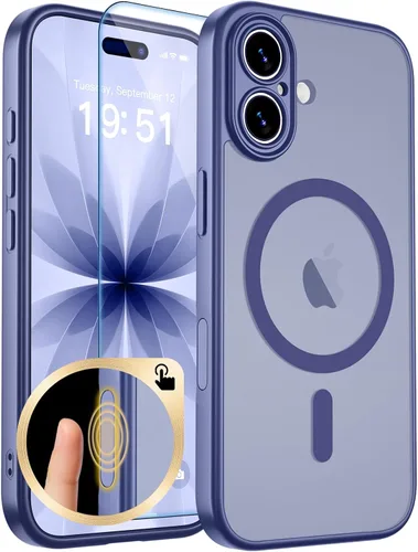 Vista 215 de zapica Funda magnética para iPhone Air, con protector de pantalla de vidrio templado, compatible con MagSafe, translúcida mate, a prueba de golpes