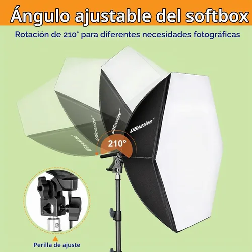 Vista 5 de UBeesize Softbox Kit de iluminación para fotografía, kit de iluminación continua con reflector de 30" x 30" y bombilla de 3 temperaturas de color 85
