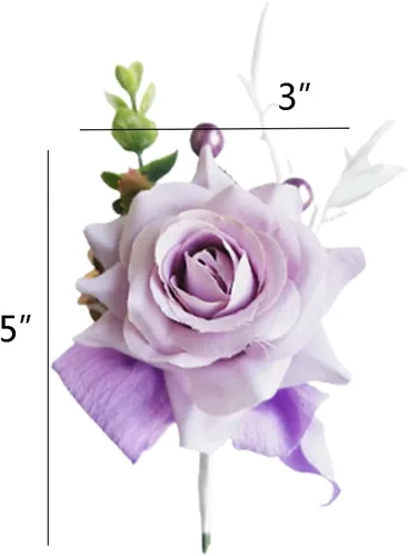 Vista 7 de Wrist Corsage and Boutonniere Set for Bride Groom Bridesmaids Groomsmen Wedding Homecoming Flowers Prom Suit Accessories, Rose Boutonniere and