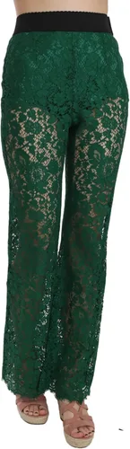 Vista 2 de Dolce & Gabbana Pantalones Palazzo con encaje floral verde, Verde