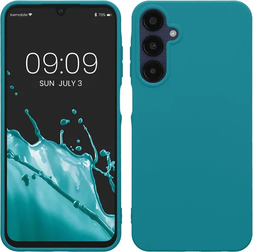 Vista 46 de kwmobile Funda compatible con Samsung Galaxy A12 - Funda protectora de silicona TPU suave y delgada - Azul Báltico