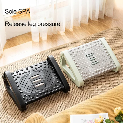 Vista 2 de Reposapiés, reposapiés para debajo del escritorio, taburete ergonómico de lactancia con ruedas, alivia la presión para relajación de pies y masaje