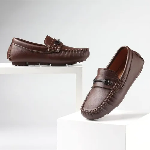 Vista 5 de Samilor Zapatos de vestir para niños, zapatos de vestir para niños, mocasines informales, mocasines estilo mocasín, zapatos de conductor para niños