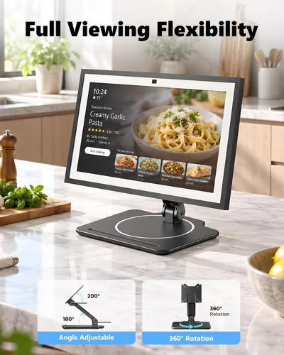 Vista 3 de Viozon Soporte ajustable compatible con Echo Show 15 y 21, base resistente giratoria de 360°, brazo plegable, construcción de aleación de aluminio