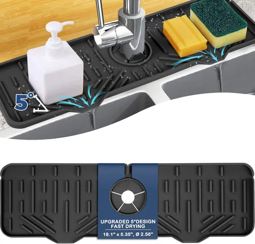 Vista 12 de Bandeja colectora de goteo para mango de grifo de silicona, tapete de grifo de silicona, soporte para esponja de jabón de platos para accesorios