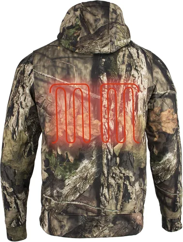 Vista 3 de Nexgen Heat Mens Zipper Front Mossy Oak Camo Hoodie WFront & Back Heating, Includes Portable Battery Pack