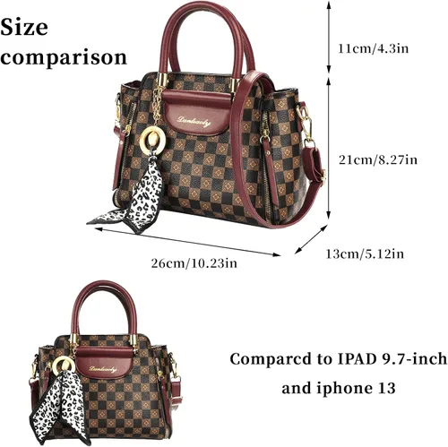Vista 6 de Bolsos de mano y monedero para mujer, bolso de hombro retro con asa superior