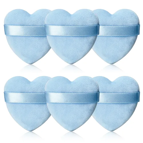 Vista 23 de 12 piezas de polvo en forma de corazón, soplo cosmético para cara, lavable, reutilizable, suave, esponja en polvo, esponja de maquillaje