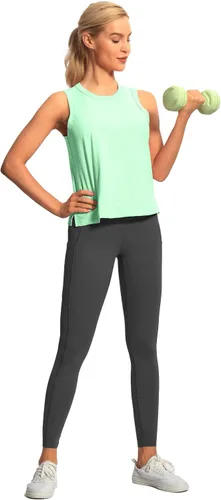 Vista 6 de Hiverlay Workout Tank Tops for Women Sleeveless Athletic Cropped Tank Top Sports Gym Muscle Running Shirts
