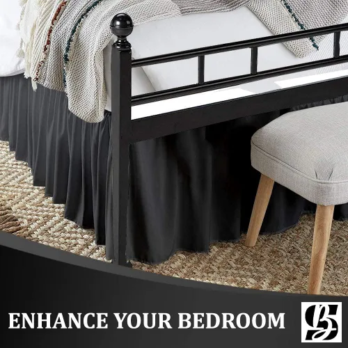 Vista 2 de SKY BEDDINGS - Falda de cama con volantes con esquinas divididas tamaño Twin con caída de 12 pulgadas, falda de cama con volantes antipolvo con Gris