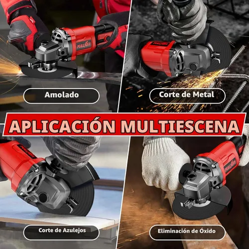 Vista 5 de FULLYEA Kit de amoladora angular inalámbrica, amoladoras angulares de potencia de 4-1/2 pulgadas con 2 baterías de 4.0 Ah y motor sin escobillas
