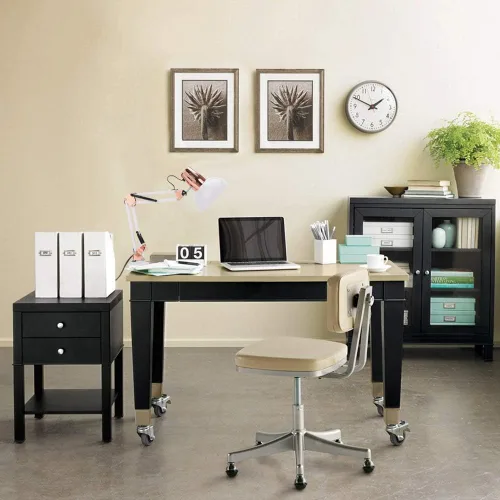 Vista 7 de PowerKing - Lámparas de escritorio de metal con brazo oscilante con base y abrazadera, oro rosa blanco
