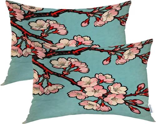 Vista 51 de Batmerry Fundas de almohada decorativas con estampado digital de hojas verdes y gatos negros con estampado digital para sofá, cama, cremallera