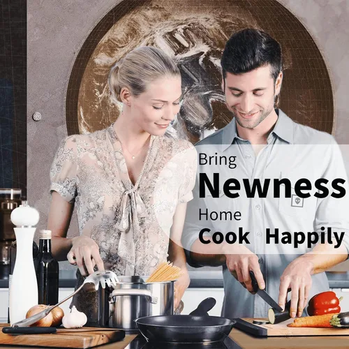 Vista 6 de Servidor de espaguetis, [resistente al óxido, formación integral, duradero] Tenedor para pasta Newness de acero inoxidable 304 con mango ergonómico