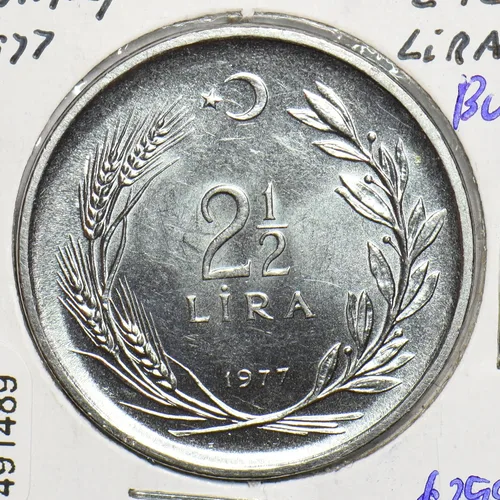 Vista 2 de Collectible Coin Turkey 1977 2 1/2 Lira BU 491489