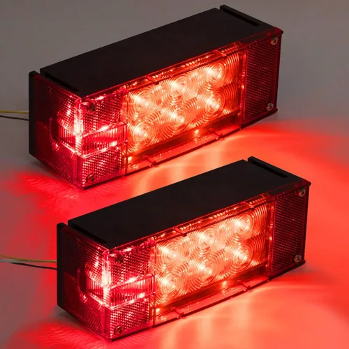 Vista 7 de CZC AUTO Exclusivo 12V LED de perfil bajo, kit de luz de remolque rectangular sumergible, luces de cola, parada, giro y marcha para remolque
