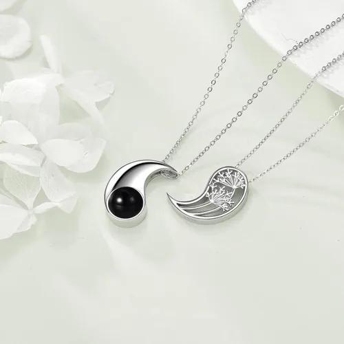 Vista 4 de AXELUNA Yin Yang Tree of Life necklace Sterling Silver Matching Couples Friendship Necklace Jewelry For Women Men Gift