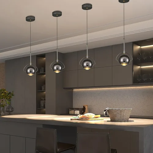 Vista 6 de Lámpara Colgante Moderna, Iluminación Colgante LED Regulable en Negro, Luces Colgantes Ajustables para Isla de Cocina, Comedor, Dormitorio, Bar