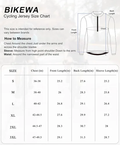 Vista 7 de Bikewa Maillot de ciclismo para hombre con 3+1 bolsillos traseros con cremallera, manga larga, absorción de humedad, UPF 50+ media cremallera