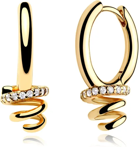 Vista 14 de VACRONA - Aretes tipo arracada de aro para mujer, chapados en oro de 14 quilates, diseño de Huggie 8 Cola de serpiente