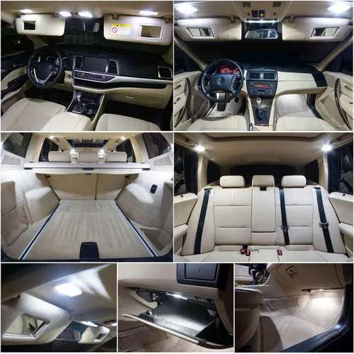 Vista 7 de Kit de luz interior LED para Kia Optima 2011-2015 paquete de repuesto de bombillas de cúpula, accesorios de luces LED blancas de xenón de 6000 K +