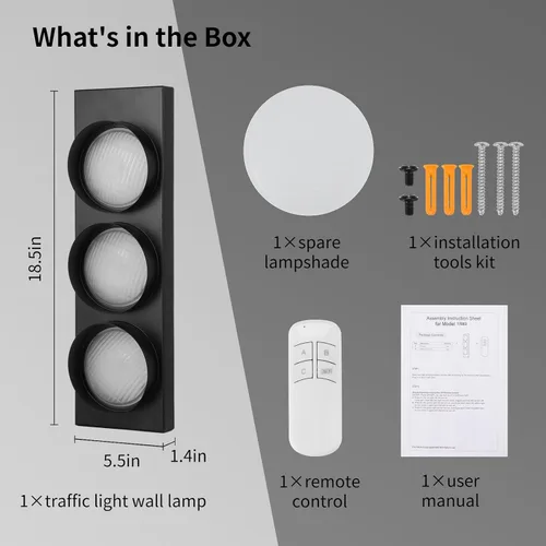 Vista 10 de yeesport Lámpara de Pared con Señal de Tráfico, Luz LED de Tráfico Retro con Control Remoto, Luz de Stop para Dormitorio Infantil, Luz Decorativa
