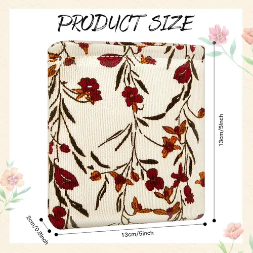 Vista 2 de Abbylike 4 piezas de bolsa de maquillaje floral, bolsa de cosméticos de pana con cremallera, pequeñas bolsas portátiles para bolso, mini bolsa