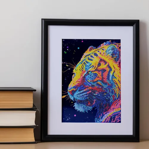 Vista 5 de DIAMANTINY - Pintura Tigre por Números, Multicolor, A4, 96026