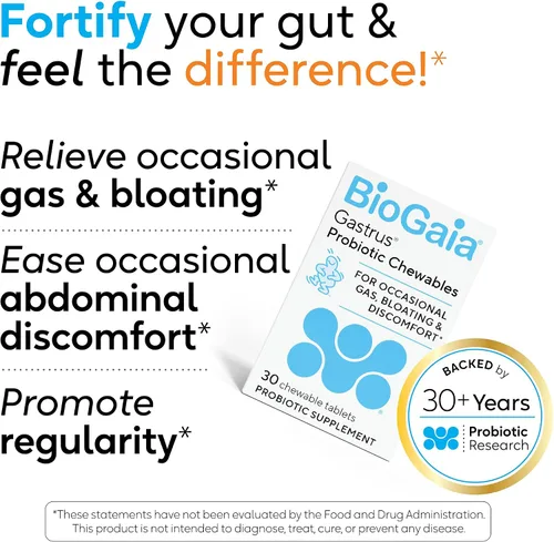 Vista 4 de BioGaia Gastrus Probiótico para la Salud Intestinal Alivia el Malestar Abdominal, los Gases y la Hinchazón Promueve la Regularidad y un