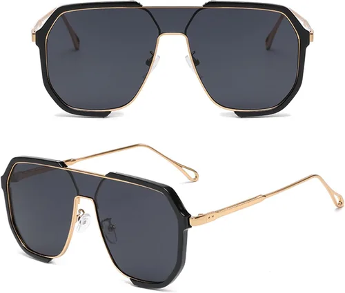 Vista 2 de Lentes de sol cuadrados para mujeres y hombres, de gran tamaño, cuadrados, vintage, modernos, clásicos, grandes, AM096