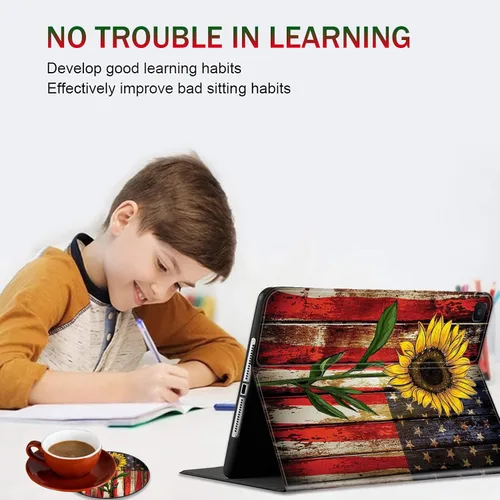 Vista 4 de Funda y posavasos para Samsung Galaxy Tab A7 Lite 2021, soporte ajustable a prueba de golpes para Samsung Tab A7 Lite de 8.7 pulgadas Bandera