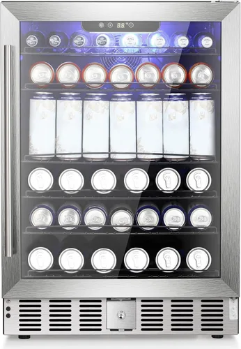Vista 10 de COWSAR Refrigerador de vino de 28 botellas, refrigerador comercial de bebidas de doble zona, temperatura independiente, LED, enfriador de vino