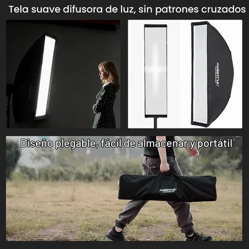 Vista 4 de AMBITFUL FW22x90 - Caja de luz rectangular de 8.7 x 35.4 in/9 x 35 pulgadas con rejilla de nido de abeja, caja de luz rectangular para flash
